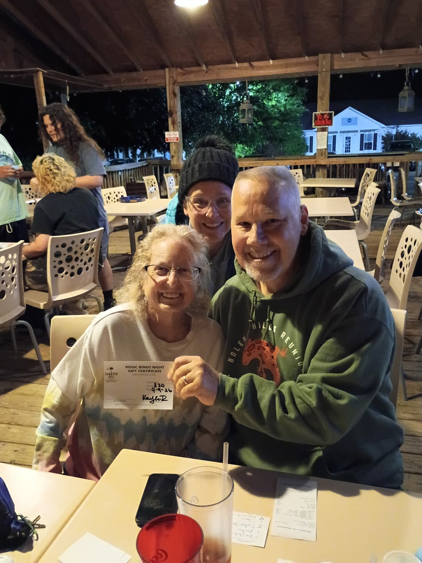 Music bingo guest celebrating a win