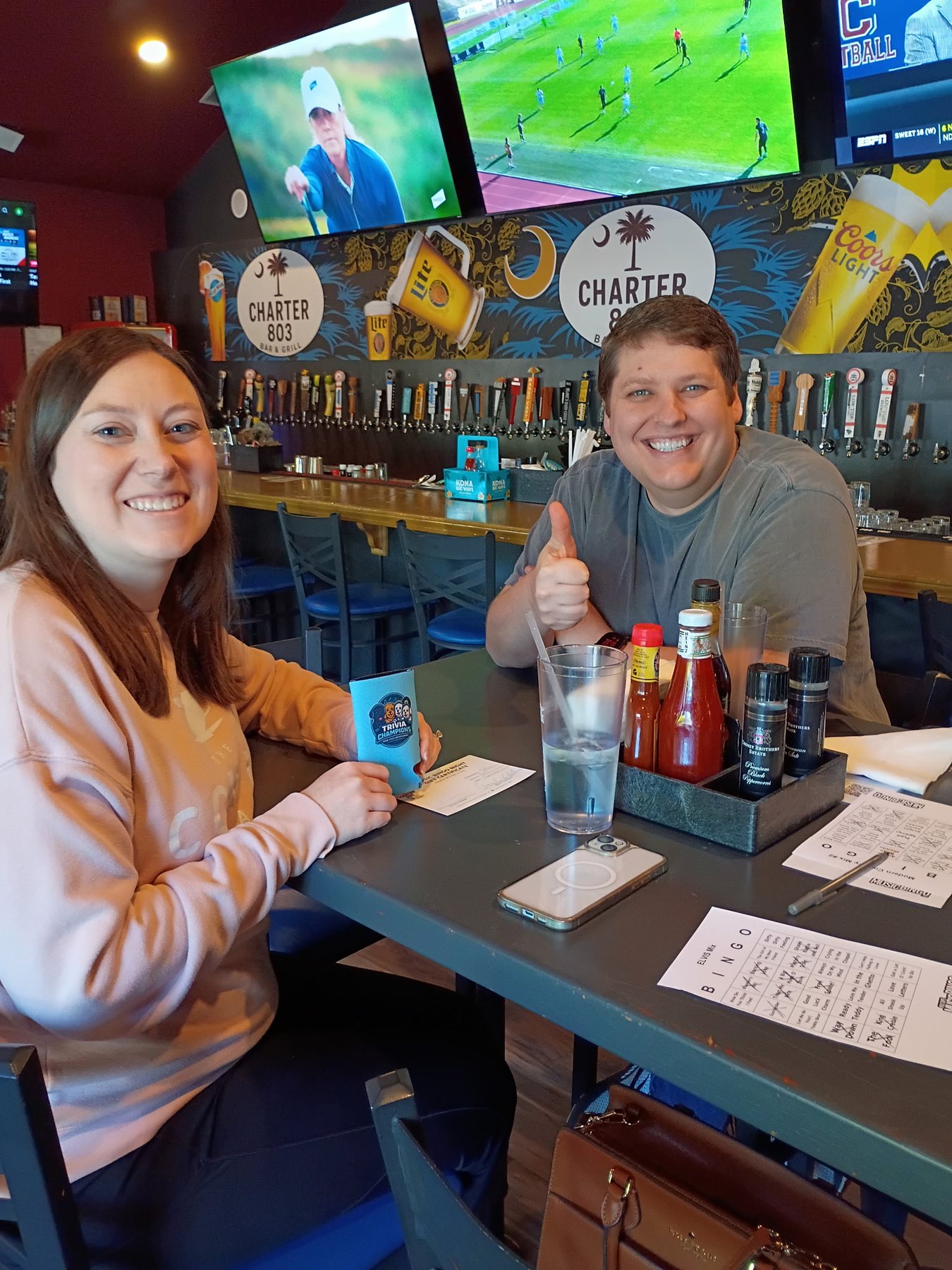 Guests celebrating during music bingo